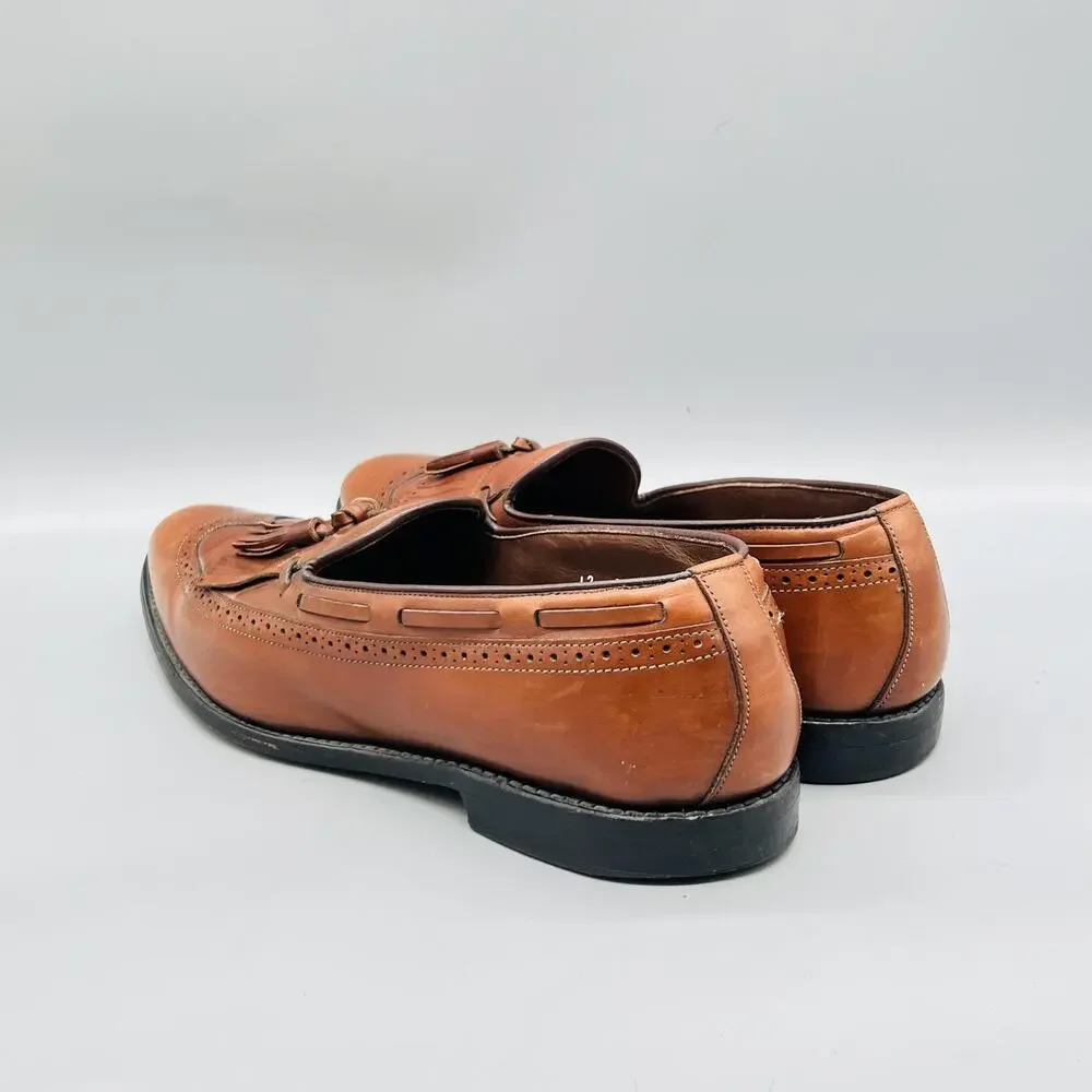 Allen Edmonds Shoes Mens 12 Brown Leather Mansfield Tassel Loafers Wingtip Dress
